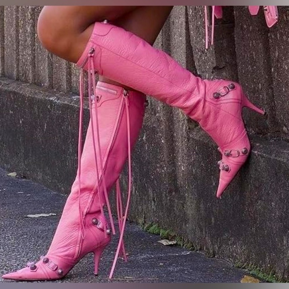 Elegant Pink Heeled Boots
